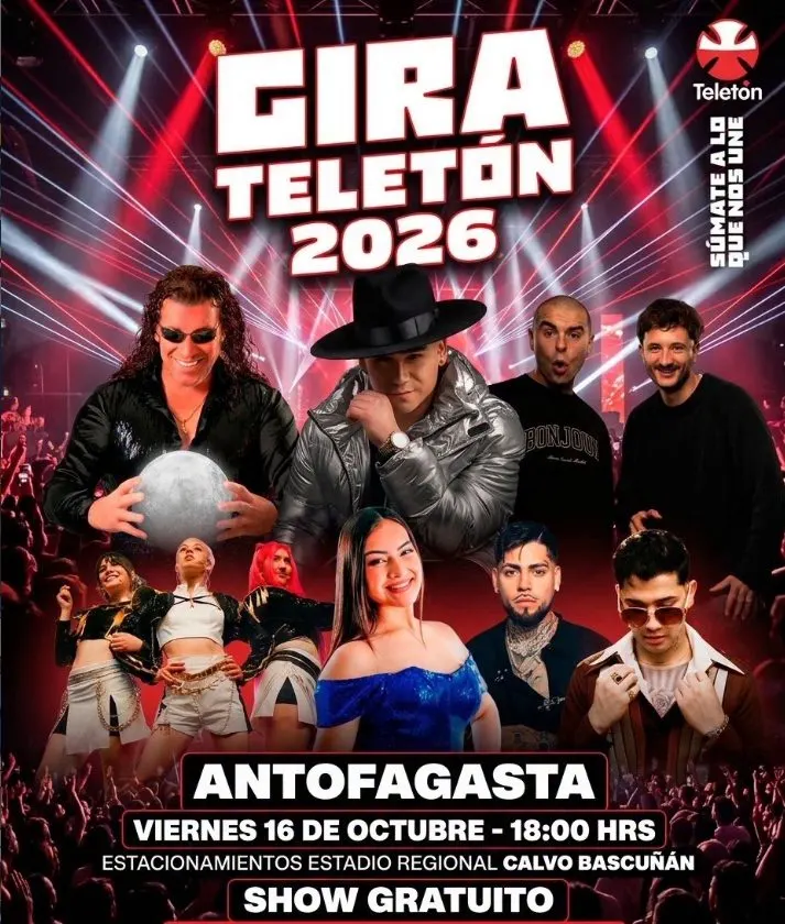 Gira Teletón 2026 llega a Antofagasta con show gratuito - Musica y Show en Vivo en Antofagasta